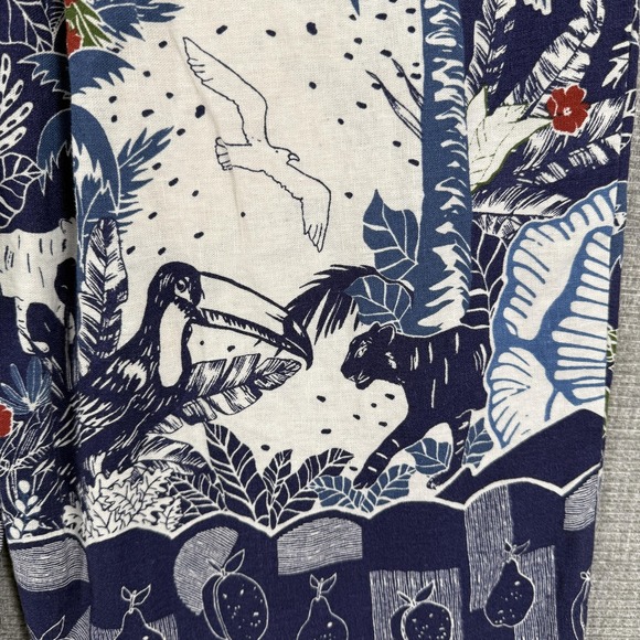 Joie Pants Womens 12 Multicolor Linen Rayon Wide Leg Crop Tropical Print Beach - Picture 8 of 12